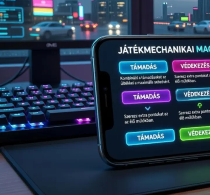 Mobiljátékok játékmechanikáit bemutató illusztráció